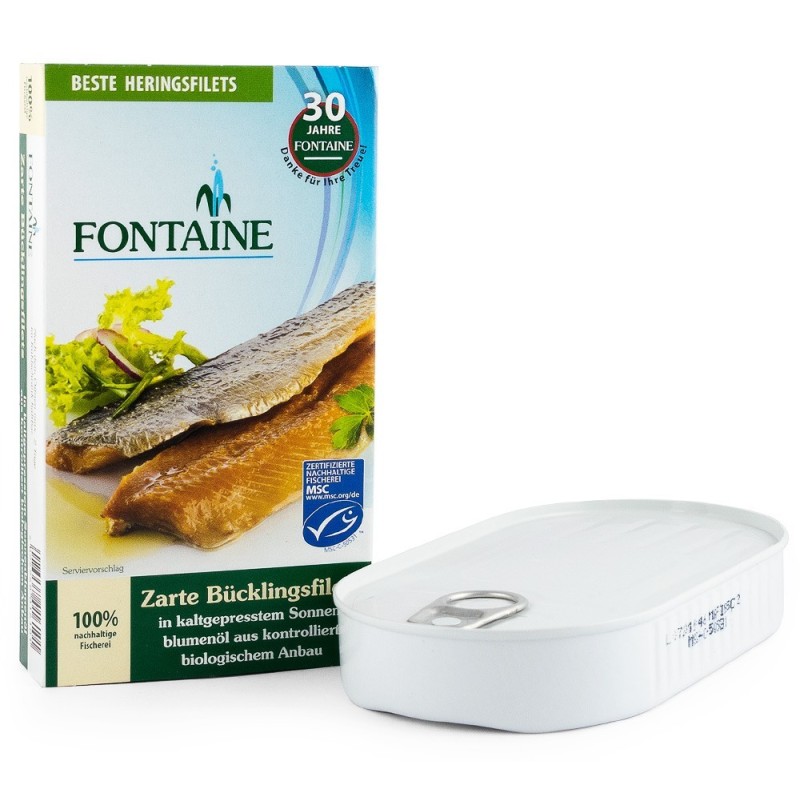 Set 2 x Delicatesa din File de Hering Afumat, in Ulei Bio de Floarea Soarelui, Fontaine, 190 g