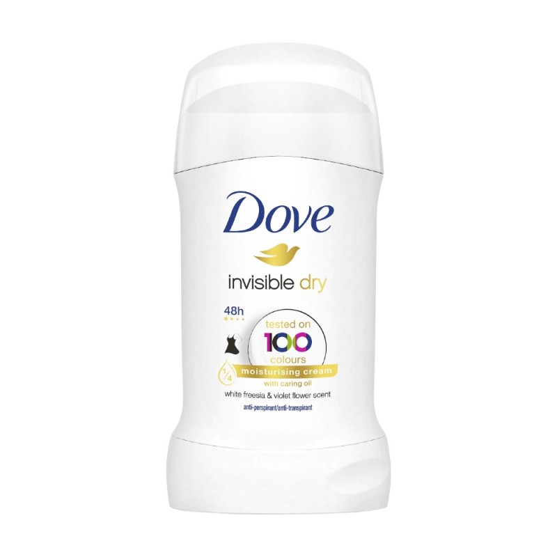 Set 2 x Deodorant Antiperspirant Stick Dove Invisible Dry pentru Femei, 40 ml