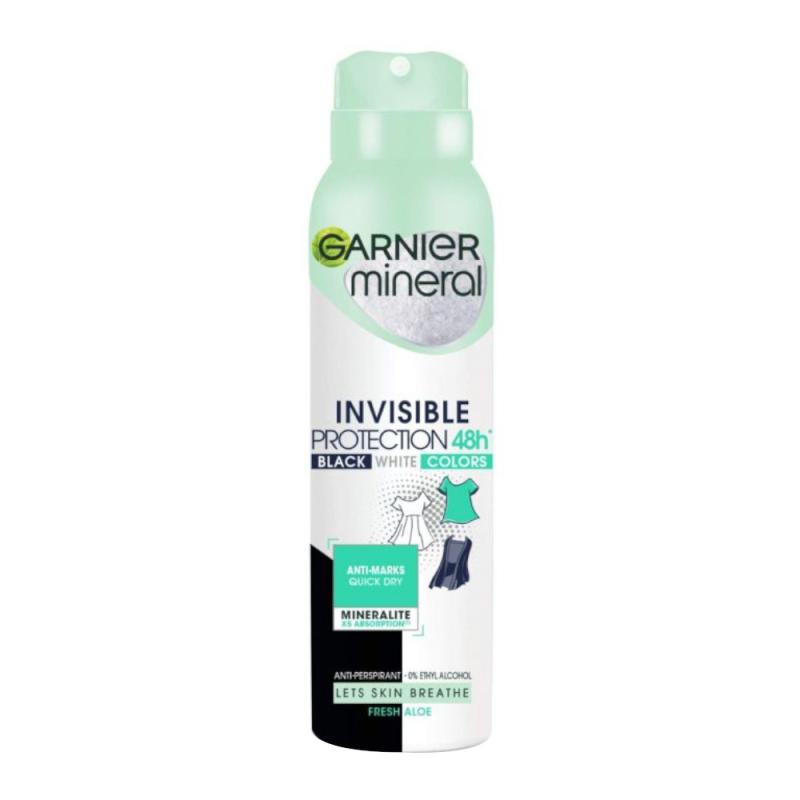 Set 2 x Deodorant Spray Garnier Mineral Invisible Black White Colors Fresh Aloe, 150 ml