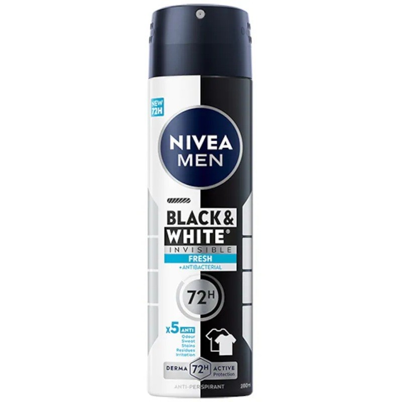 Set 2 x Deodorant Spray Nivea Men Invisible Black & White Fresh, 200 ml
