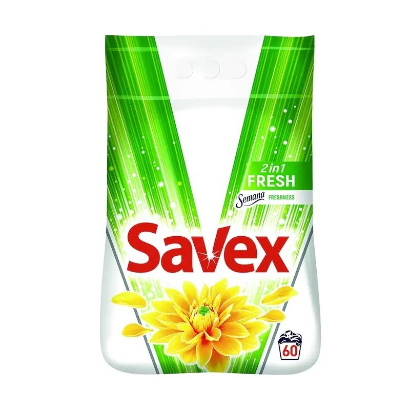 Set 2 x Detergent Automat Savex 2 in 1 Fresh, 60 Spalari, 6 Kg