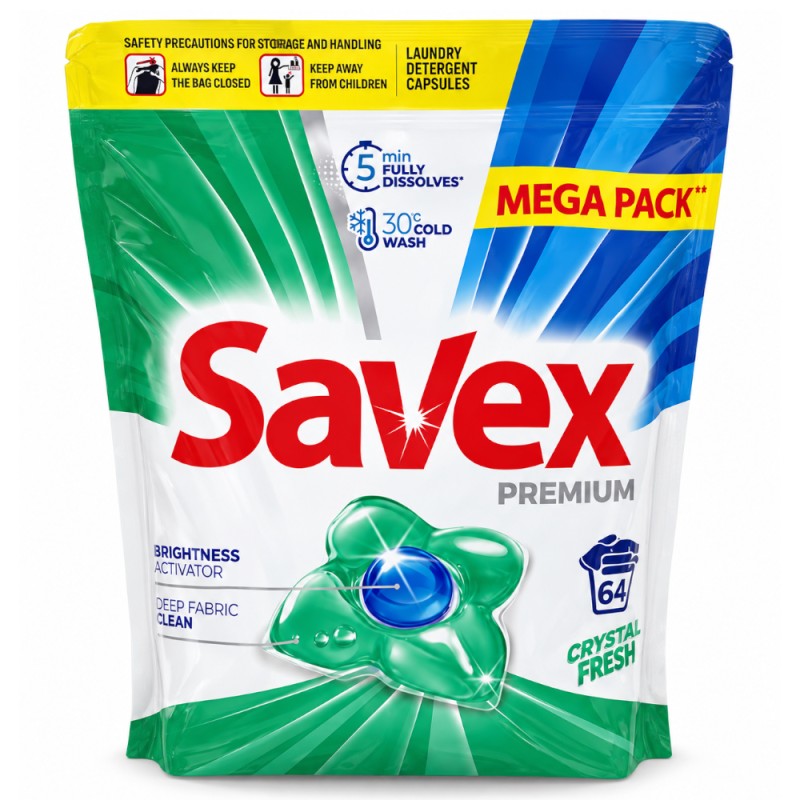 Set 2 x Detergent Capsule Gel Savex Fresh, 64 Capsule