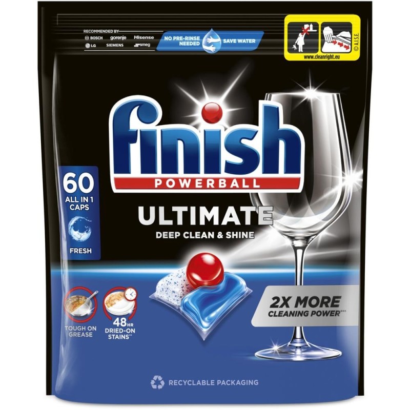 Set 2 x Detergent Capsule pentru Masina de Spalat Vase Finish Ultimate Fresh, 60 Capsule