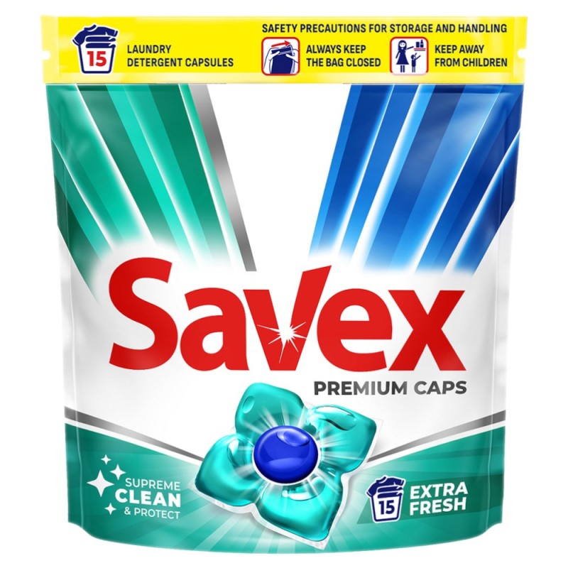 Set 2 x Detergent Capsule Savex Super Caps Extra Fresh, 15 Capsule