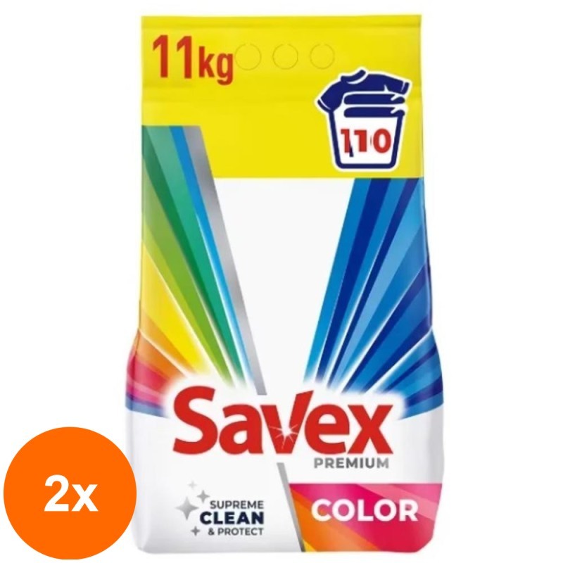Set 2 x Detergent de Rufe Automat Savex Premium Color, 110 Spalari, 11 kg