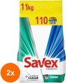 Set 2 x Detergent de Rufe Automat Savex Premium Fresh, 110 Spalari, 11 kg