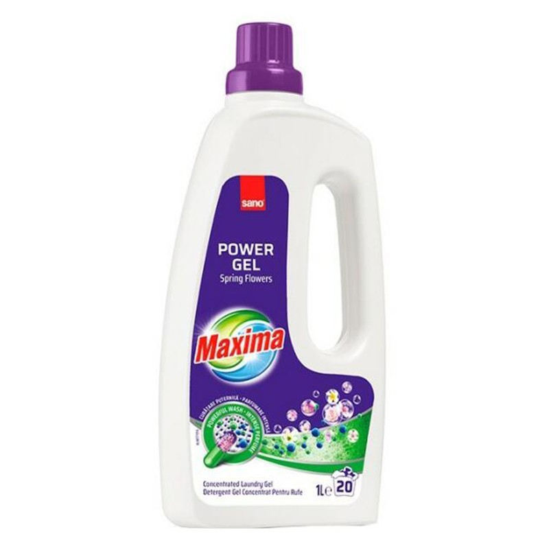 Set 2 x Detergent de Rufe Lichid Sano Maxima Power Gel Spring Flowers, 20 Spalari, 1 l