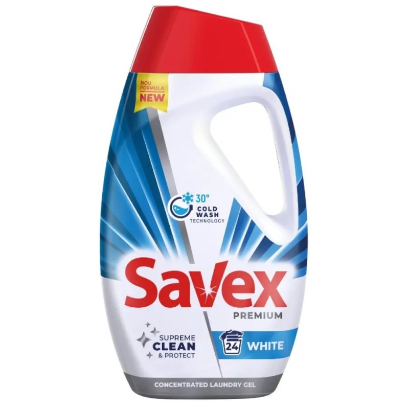 Set 2 x Detergent de Rufe Lichid Savex Premium White, 24 Spalari, 1.08 l