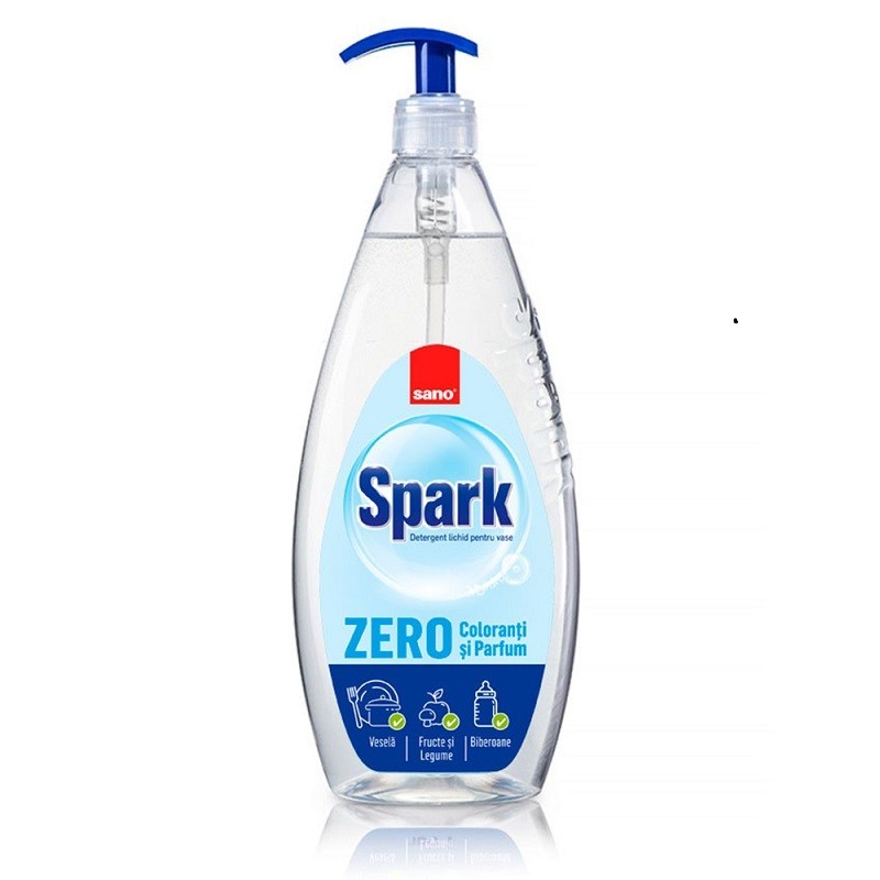 Set 2 x Detergent de Vase cu Pompita Sano Spark Zero 1 l