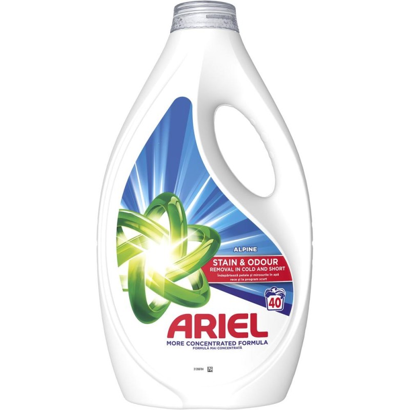 Set 2 x Detergent Lichid Ariel Alpine, 40 Spalari, 1.8 l