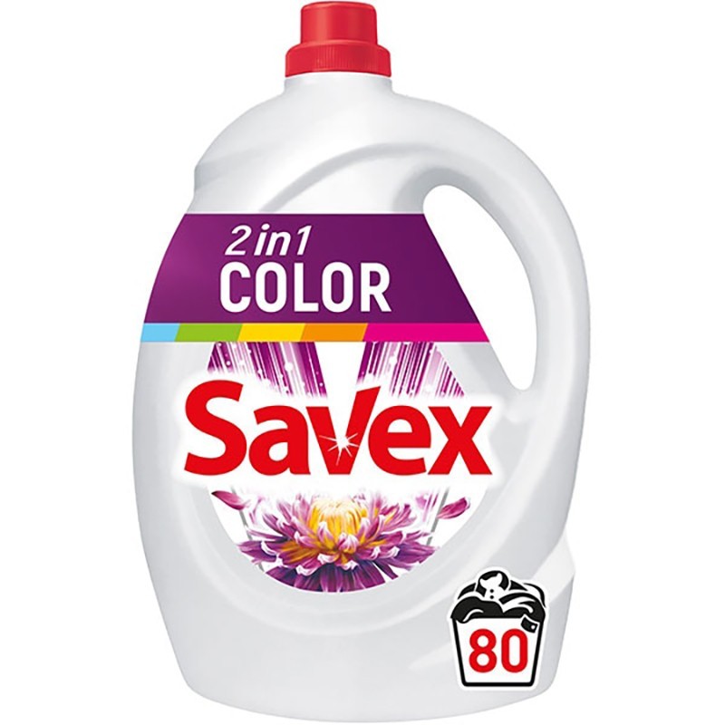 Set 2 x Detergent Lichid Savex 2 in 1 Color, 80 Spalari, 4.4 l