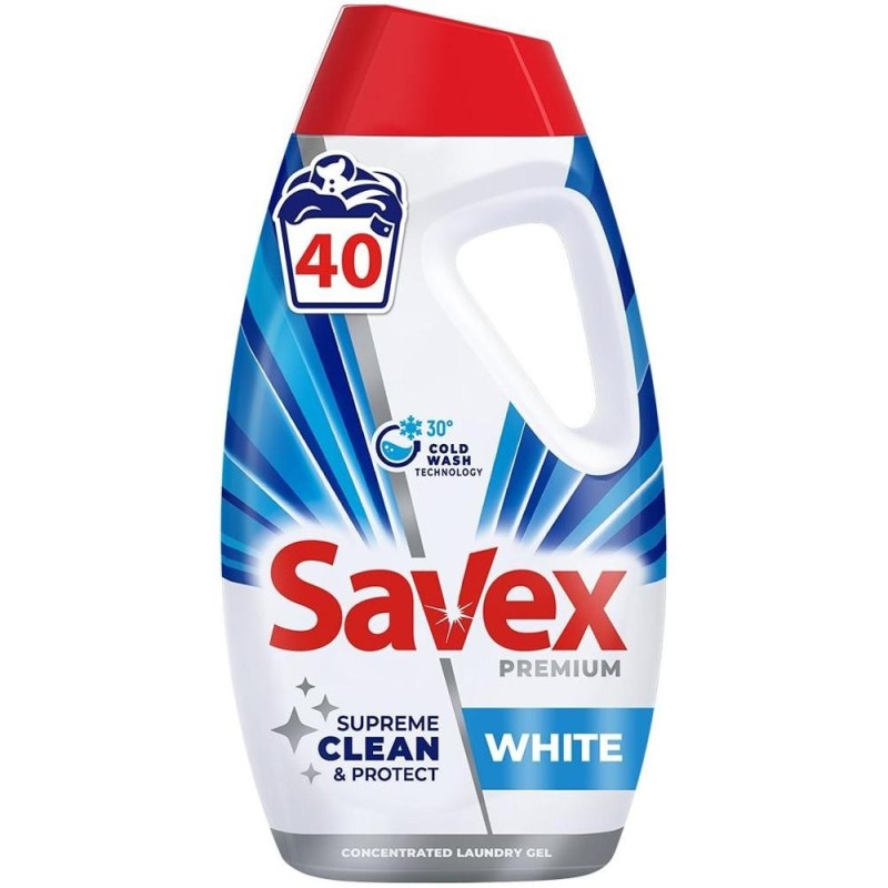 Set 2 x Detergent Lichid Savex Premium White, 40 Spalari, 1.4 l