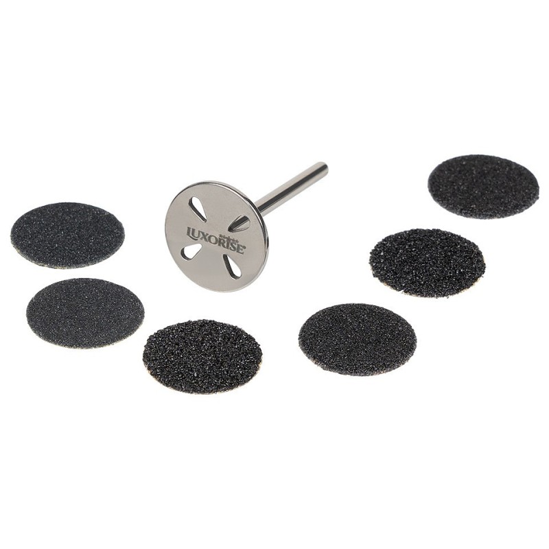 Set 2 x Disc Metalic Pedichiura + 6 Rezerve Luxorise Pro15, Granulatie 80-150-240