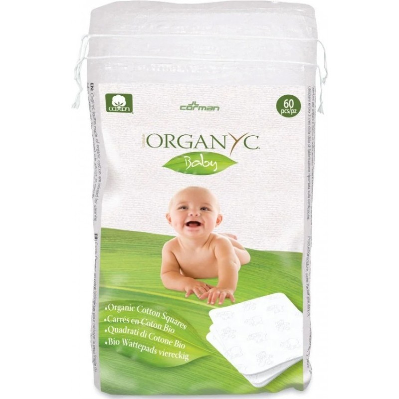Set 2 x Dischete Patrate Baby din Bumbac Organic, 60 Buc, Organyc