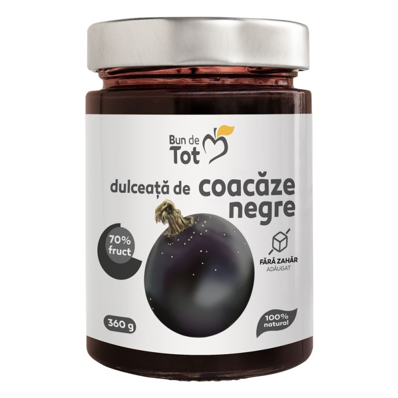Set 2 x Dulceata de Coacaze Negre fara Zahar, 360 g, Bun de Tot
