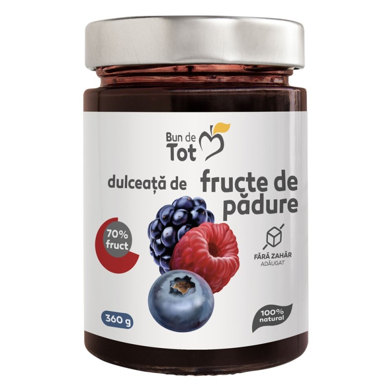 Set 2 x Dulceata de Fructe de Padure fara Zahar, 360 g, Bun de Tot