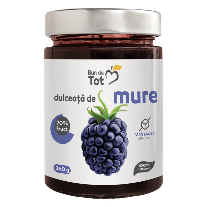 Set 2 x Dulceata de Mure fara Zahar, 360 g, Bun de Tot