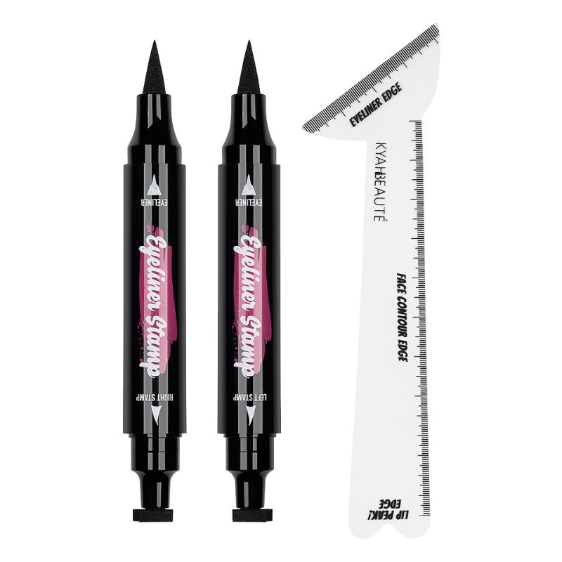 Set 2 x Eyeliner 3 In 1, Tus Ochi, Stampila, Instrument Trasare Flawless Cat Eye