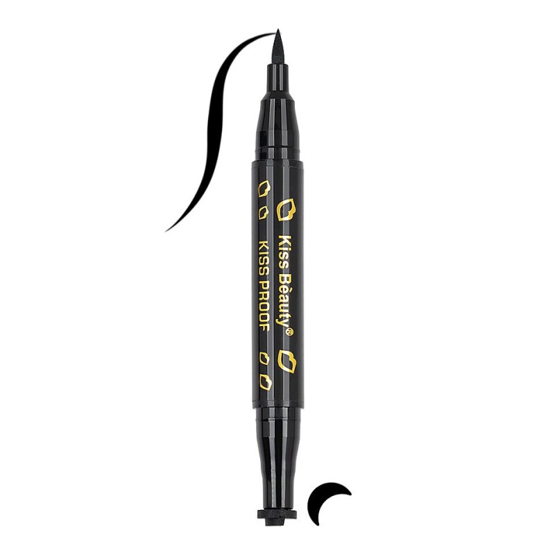 Set 2 x Eyeliner Tip Carioca cu Stampila Model Semiluna, Kiss Beauty, 02