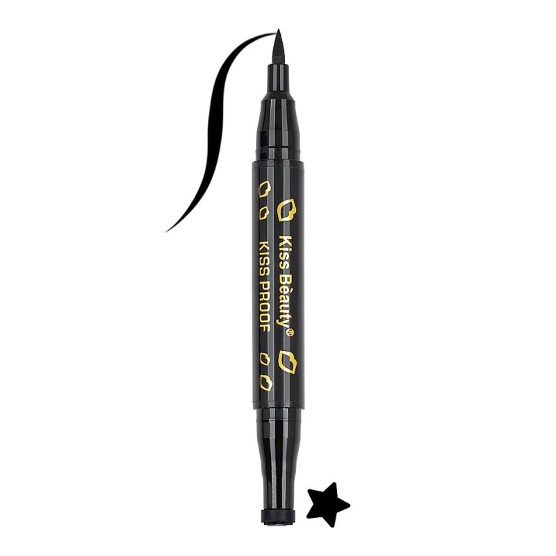 Set 2 x Eyeliner Tip Carioca cu Stampila Model Stea, Kiss Beauty, 01