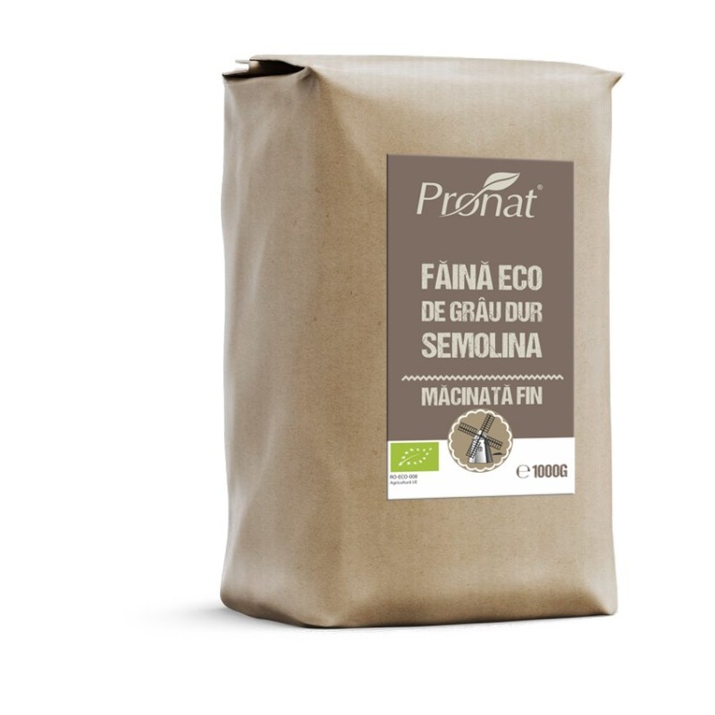 Set 2 x Faina Bio de Grau Dur Semolina Macinata Fin, 1 kg, Pronat