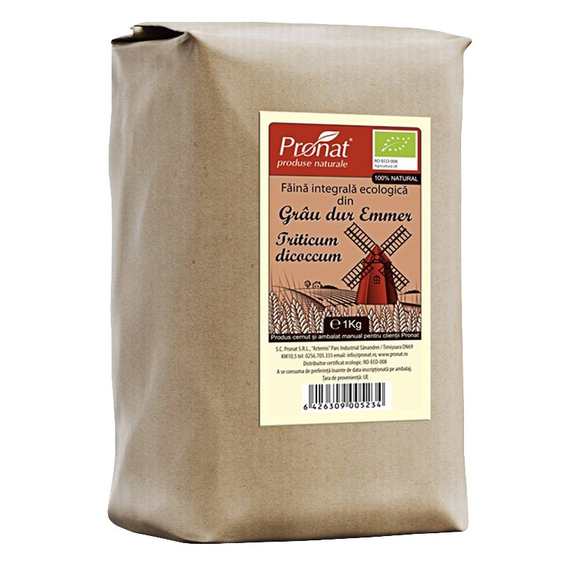 Set 2 x Faina Bio Integrala din Grau Dur Emmer, Pronat, 1 kg