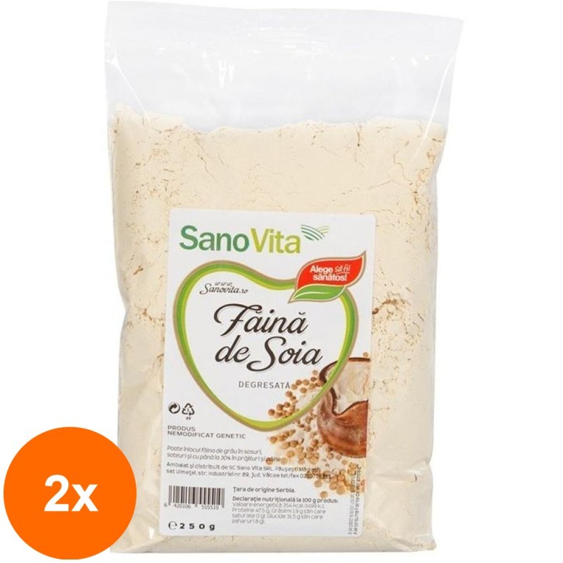 Set 2 x Faina de Soia Degresata, Sanovita, 250 g