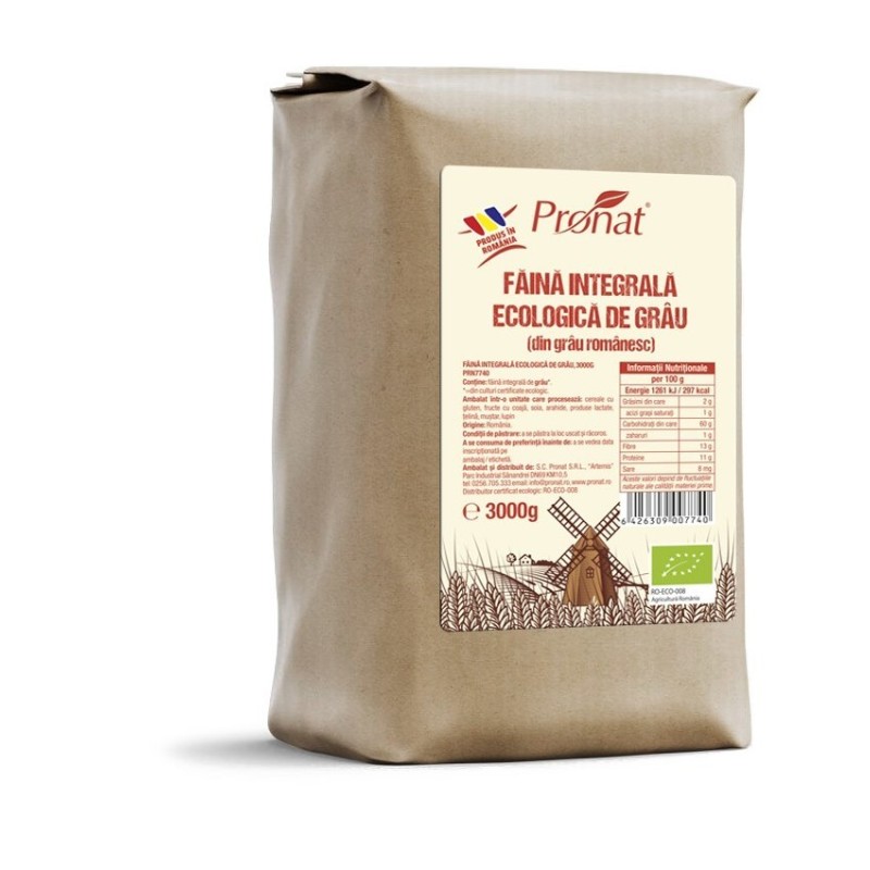 Set 2 x Faina Integrala de Grau Bio, 3000 g, Pronat