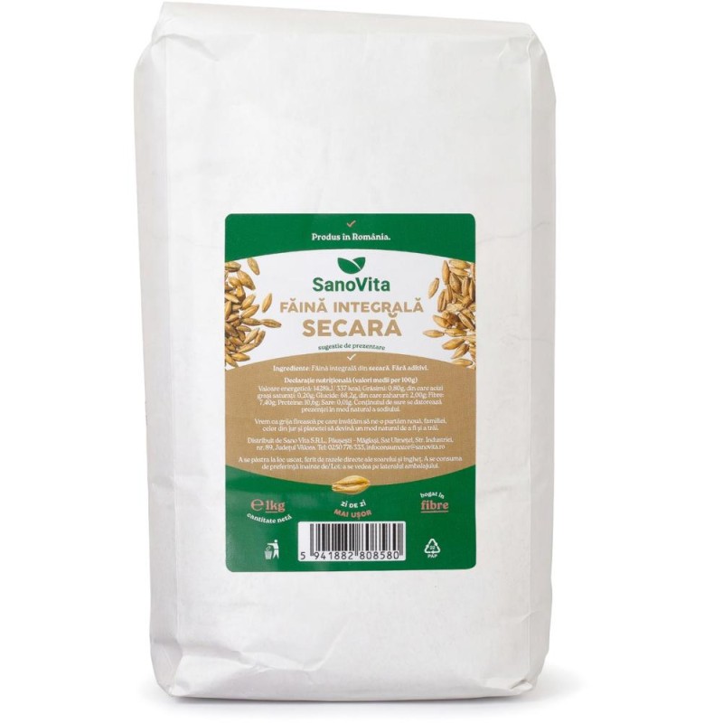 Set 2 x Faina Integrala de Secara, Sanovita, 1 Kg