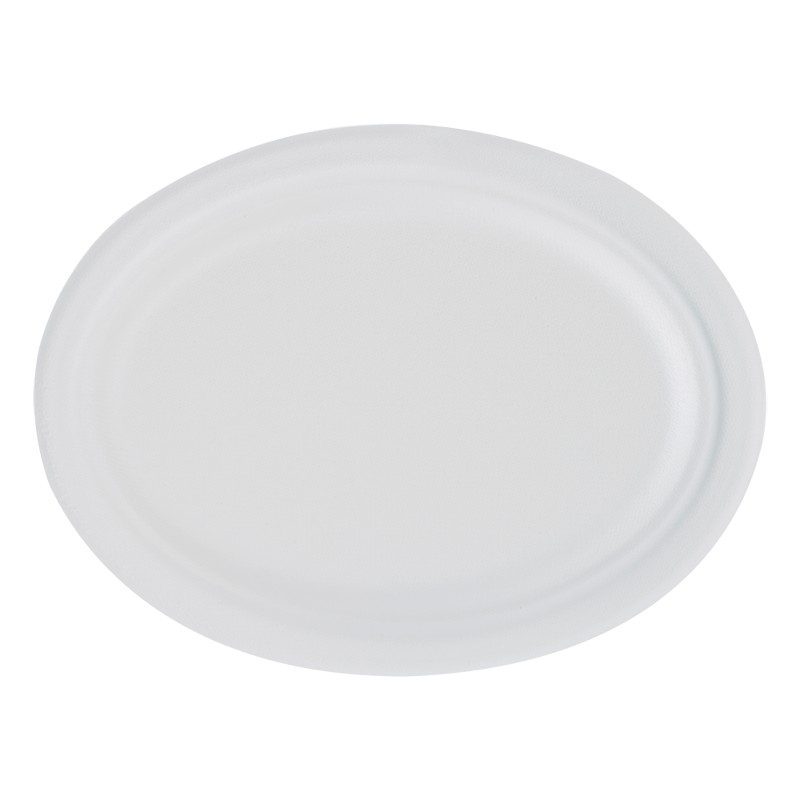 Set 2 x Farfurii Biodegradabile, Compostabile, Ovale, Albe, 25x20 cm, 50 buc