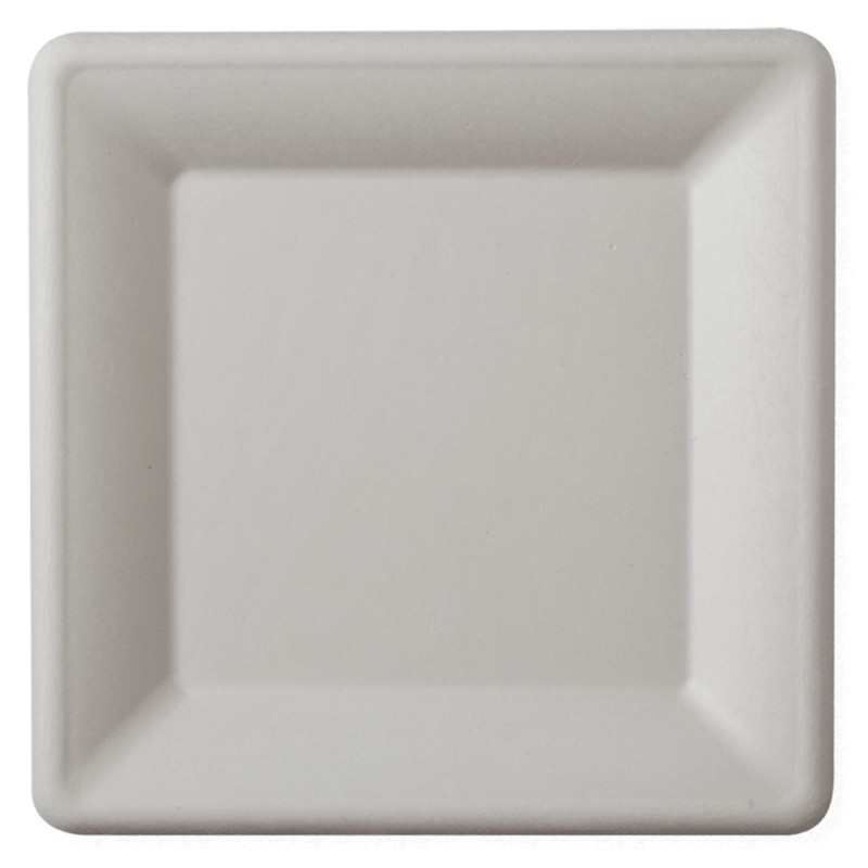 Set 2 x Farfurii Biodegradabile, Compostabile, Patrate, Albe, 15 cm, 50 buc