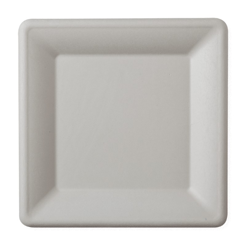 Set 2 x Farfurii Biodegradabile, Compostabile, Patrate, Albe, 20 cm, 50 buc