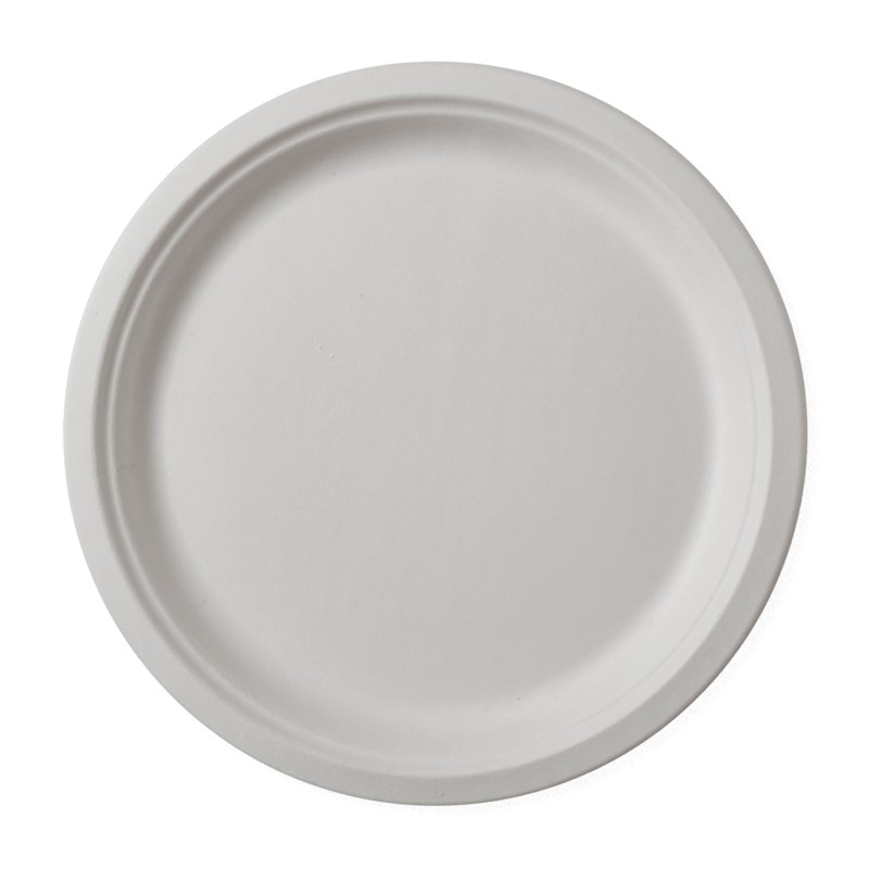 Set 2 x Farfurii Biodegradabile, Compostabile, Rotunde, Albe, 22 cm, 50 buc