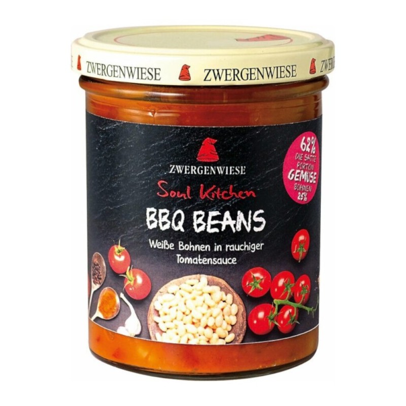 Set 2 x Fasole Alba Bio, Zwergenwiese Soul Kitchen, in Sos de Rosii Barbeque, 370 g