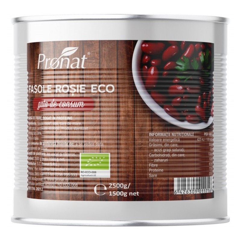 Set 2 x Fasole Rosie Bio, Gata de Consum, 2.5 kg, Pronat