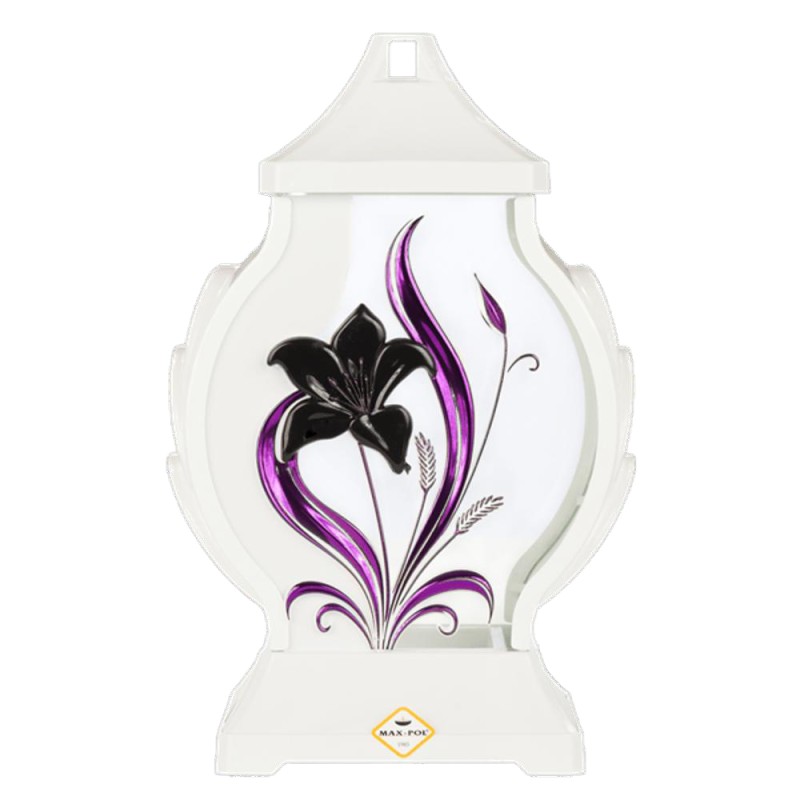 Set 2 x Felinar Alb din Sticla, cu Floare, Transparent