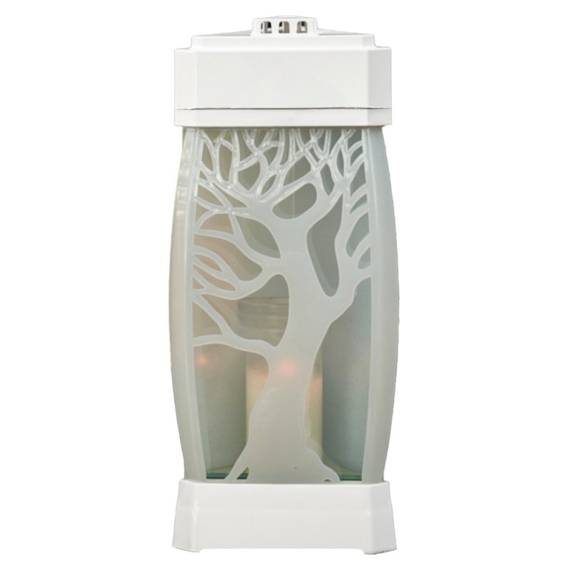 Set 2 x Felinar din Sticla Glamour cu Pomul Vietii Alb 72 Ore