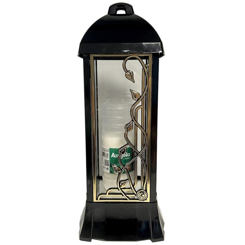 Set 2 x Felinar din Sticla, Model Frunze, Negru, 50 Ore