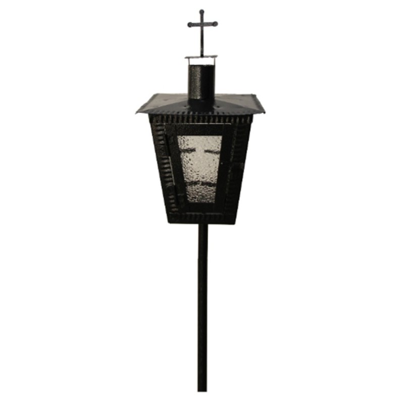 Set 2 x Felinar Metalic din Tabla Vopsita in Camp Electrostatic cu Sticla, 29 x 19.5 cm