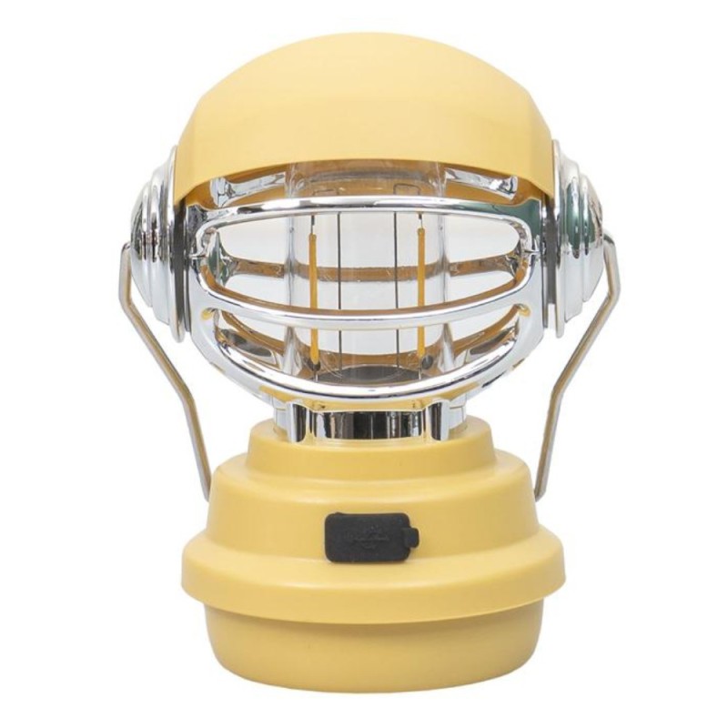 Set 2 x Felinar Model Robotel, Inaltime 14 cm, USB, 3 Moduri Intensitate Lumina, Galben