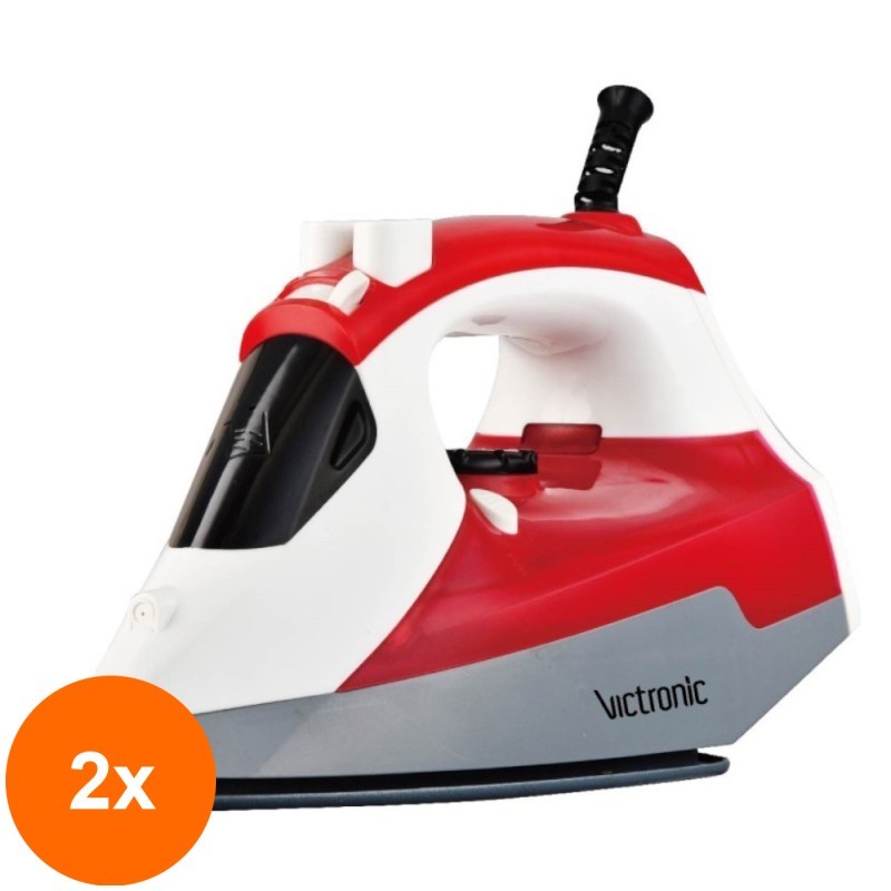 Set 2 x Fier de Calcat Electric cu Abur si Talpa Ceramica, Victronic, 2200 W