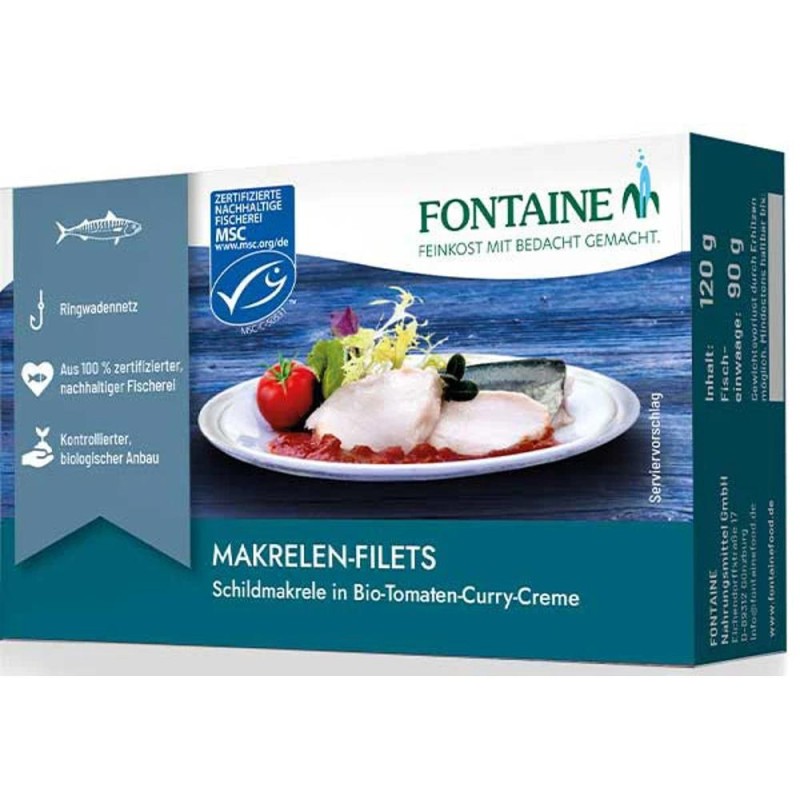 Set 2 x File de Macrou fara Piele in Sos Eco de Rosii si Curry, Fontaine, 125 g