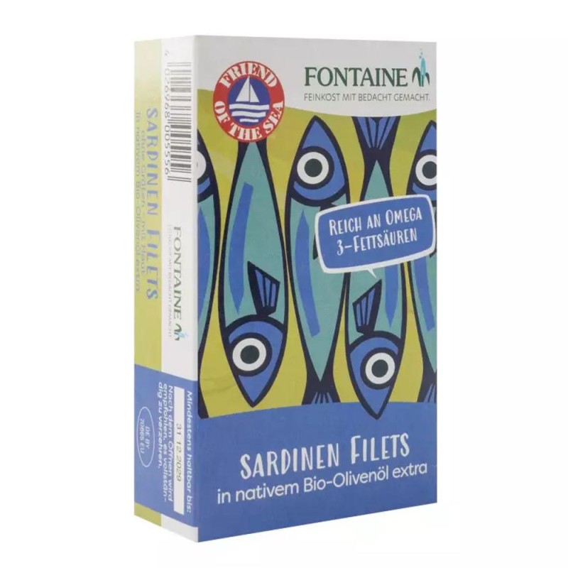 Set 2 x File de Sardine fara Oase in Ulei Bio de Masline, 125 g, Fontaine