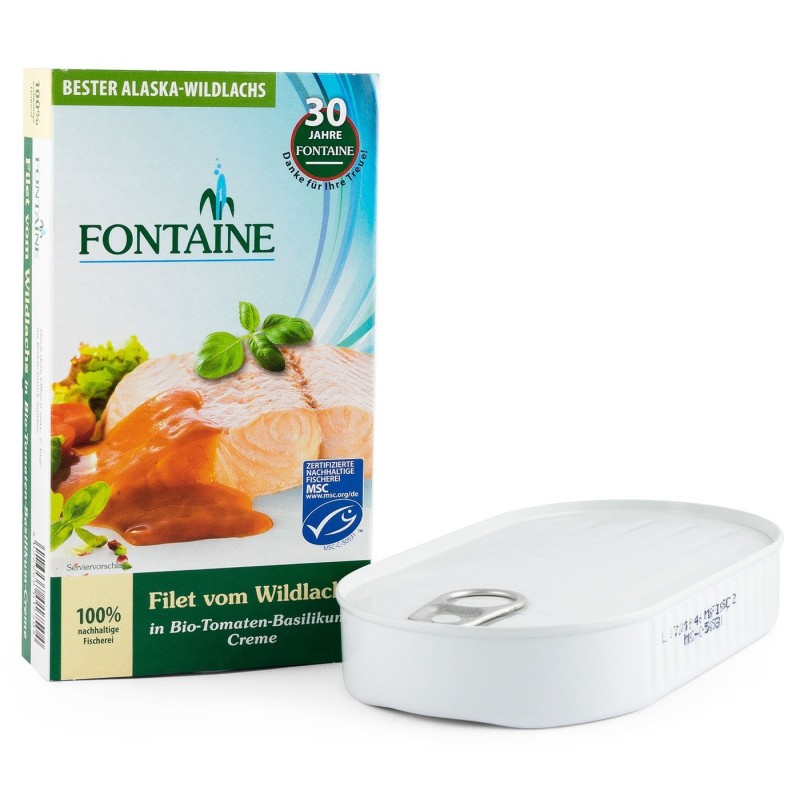 Set 2 x File de Somon Salbatic in Sos de Rosii Bio si Sos de Busuioc, Fontaine, 200 g
