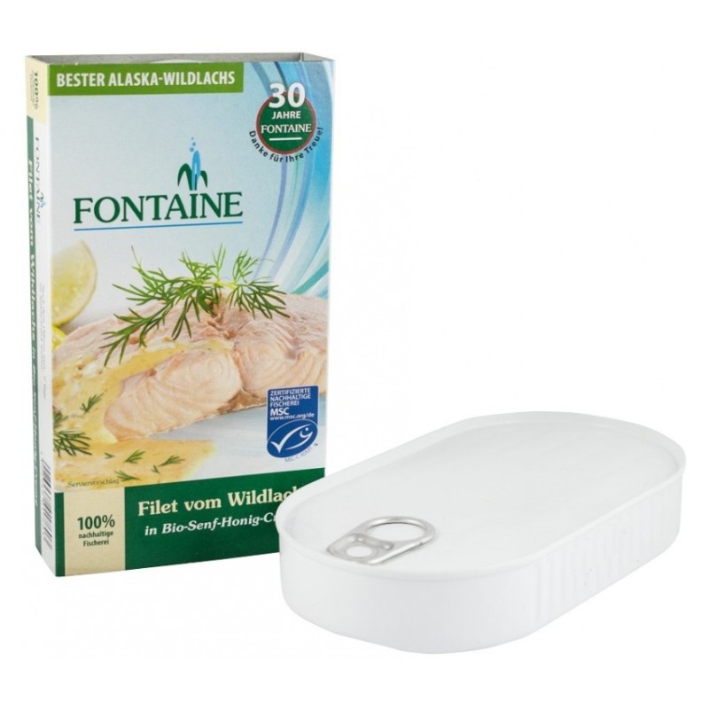 Set 2 x File din Somon Salbatic in Sos BIO cu Miere si Mustar 200 g, Fontaine