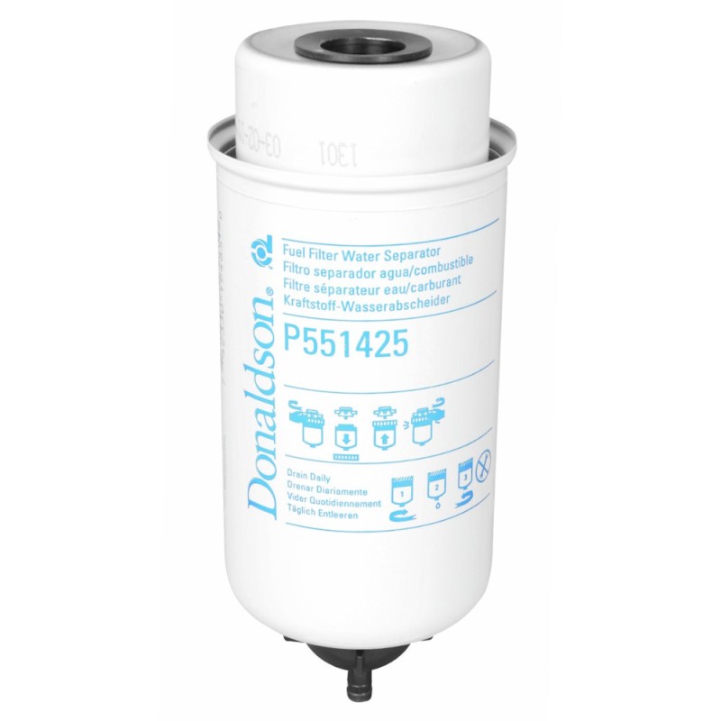 Set 2 x Filtru Combustibil P551425, Lungime 196.3 mm, Diametru Exterior 80 mm, Finetea 4 µ, Donaldson