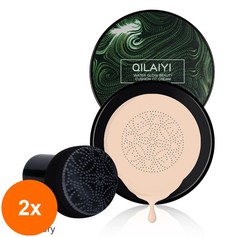 Set 2 x Fond de Ten CC Cream Air Cushion Pure Water Beauty Glow, 01 Ivory