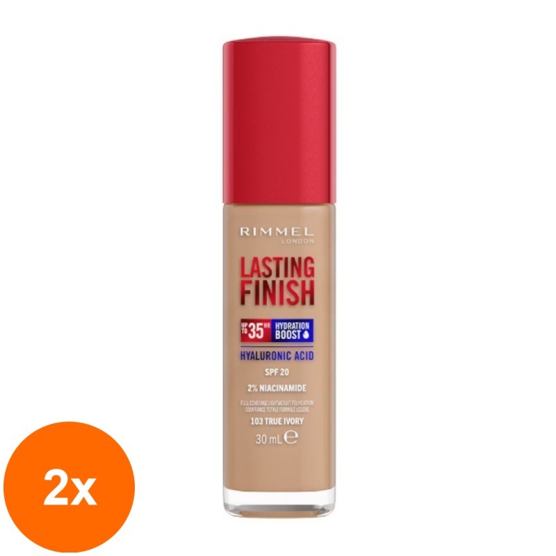 Set 2 x Fond de Ten Rimmel London Lasting Finish, 35H, 103 True Ivory, 30 ml