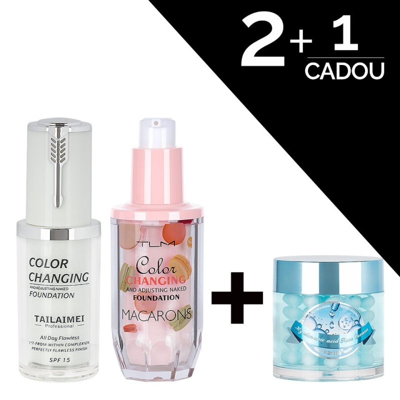 Set 2 x Fond de Ten TLM Color Changing Spf 15 & Macarons Color Changing + Cadou Crema Hidratanta