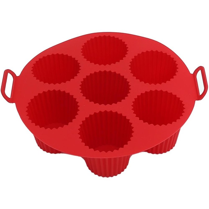 Set 2 x Forma Briose, Silicon Alimentar, pentru Friteuza cu Aer Cald, Rosie, 20 x 20 x 7.50 cm, Grunberg